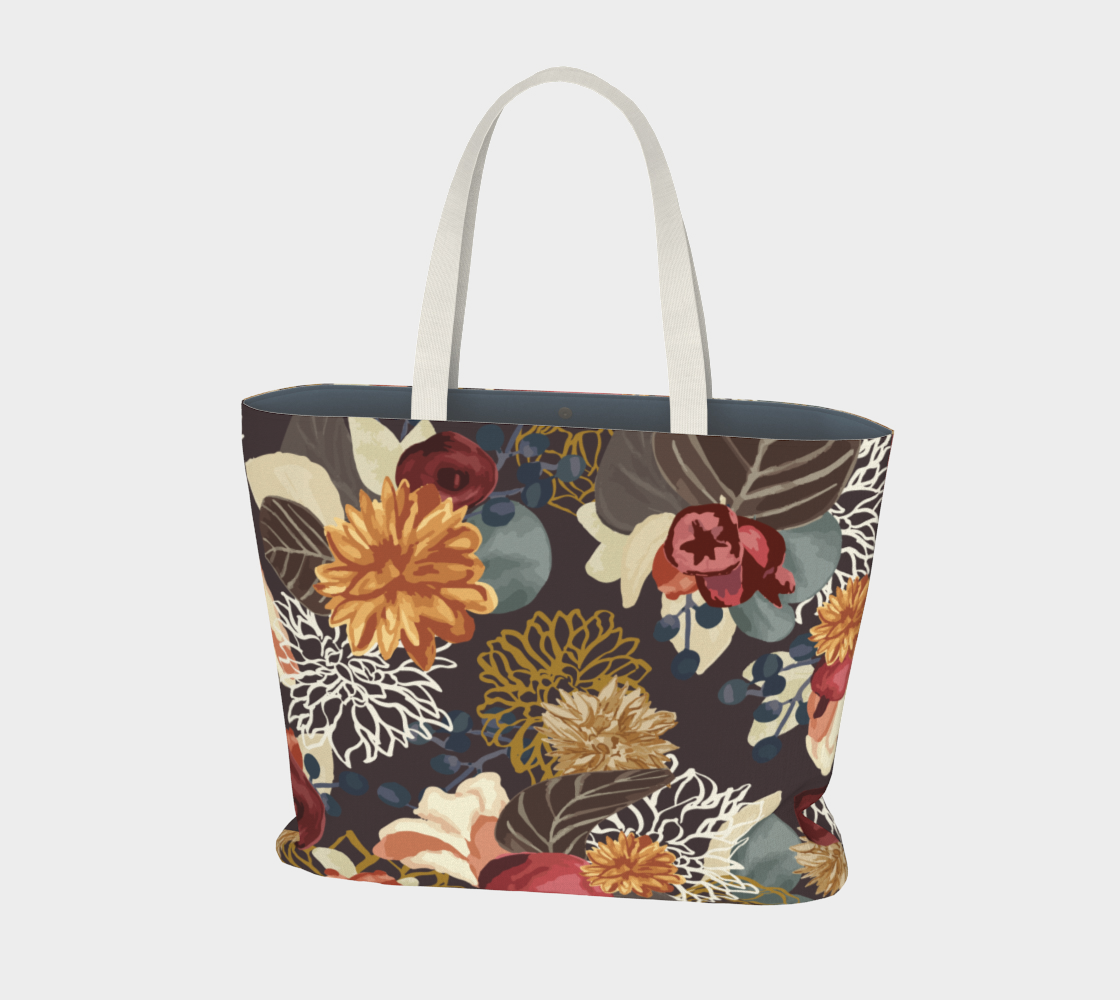 Fall botanical floral tote preview