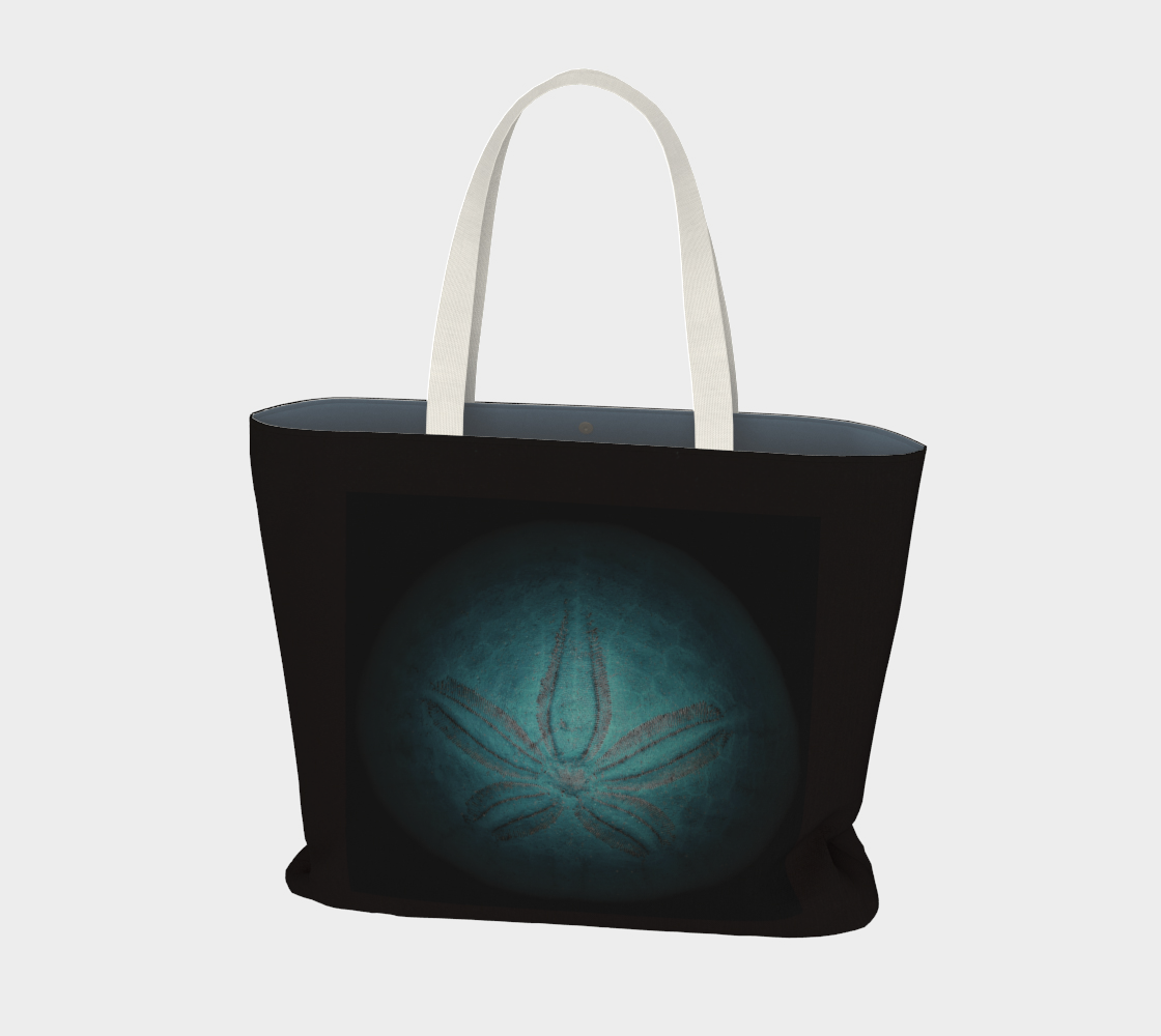 Large Tote Bag * Blue Sand Dollar Seashell Beachcomber Tote * Travel Bag preview