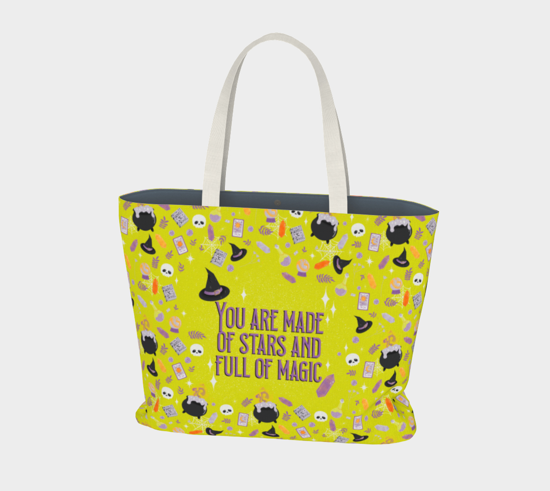Witchy Vibes Large Tote Bag- Acid Lime preview