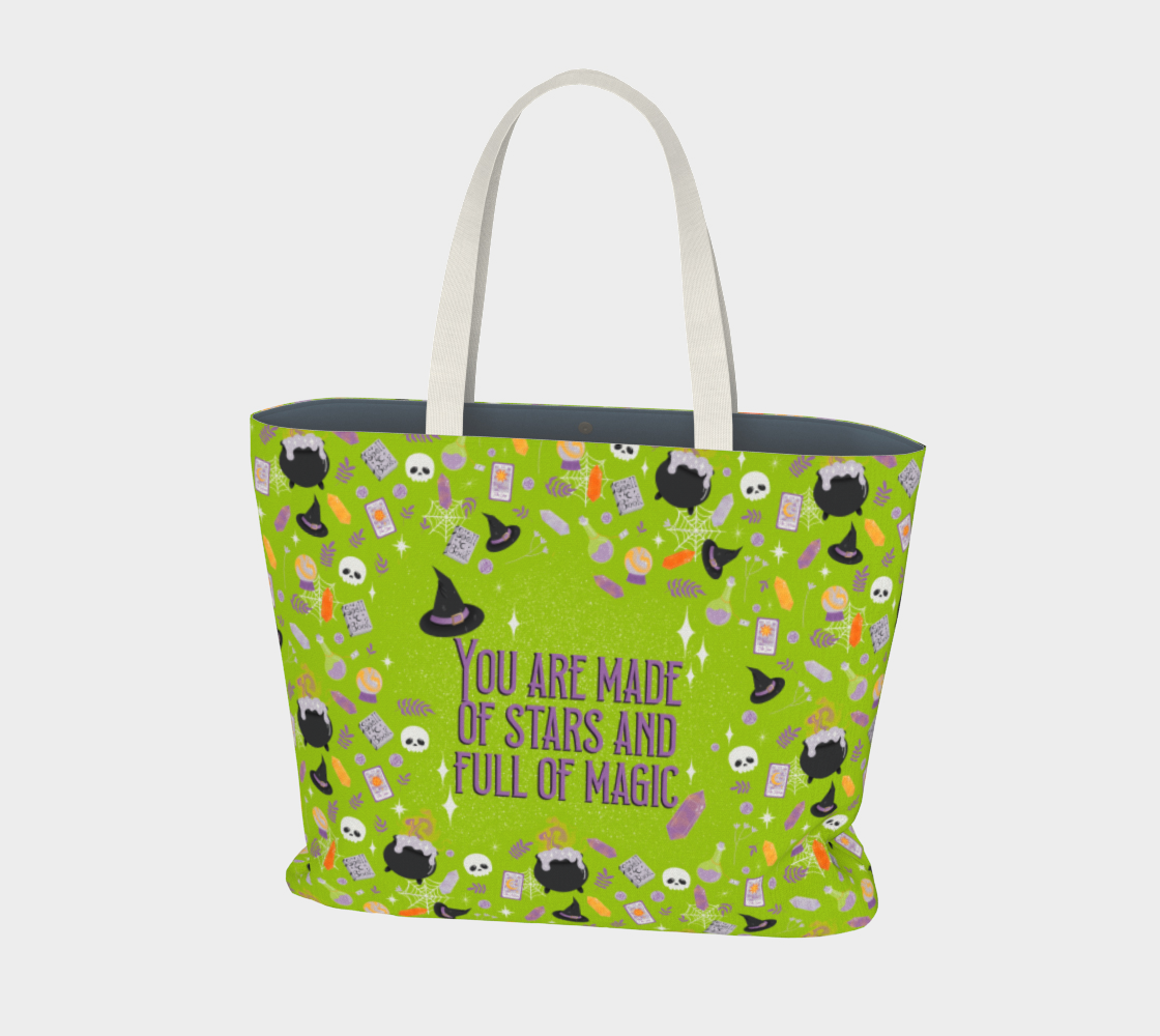 Witchy Vibes Large Tote Bag- Sour Apple preview