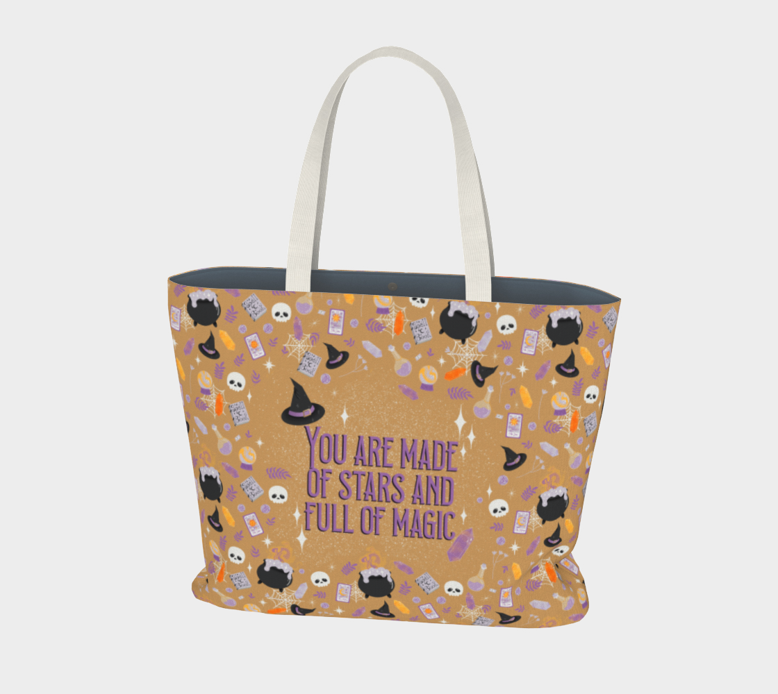 Witchy Vibes Large Tote Bag- Toffee preview