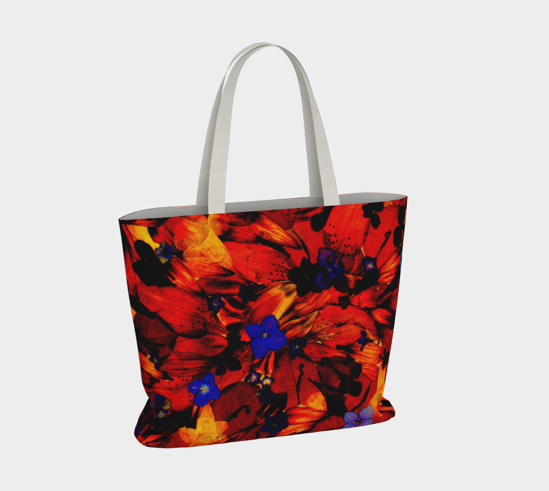 Aperçu de Large Tote Bag * Colorful Vibrant Red Blue Yellow Purple Floral Travel Tote* Multicolor Flowered Tote Bag * Chaos125 #4