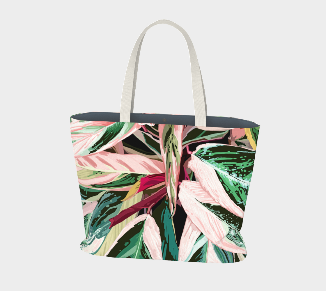 Tropical Variegated Houseplant Large Tote Bag preview