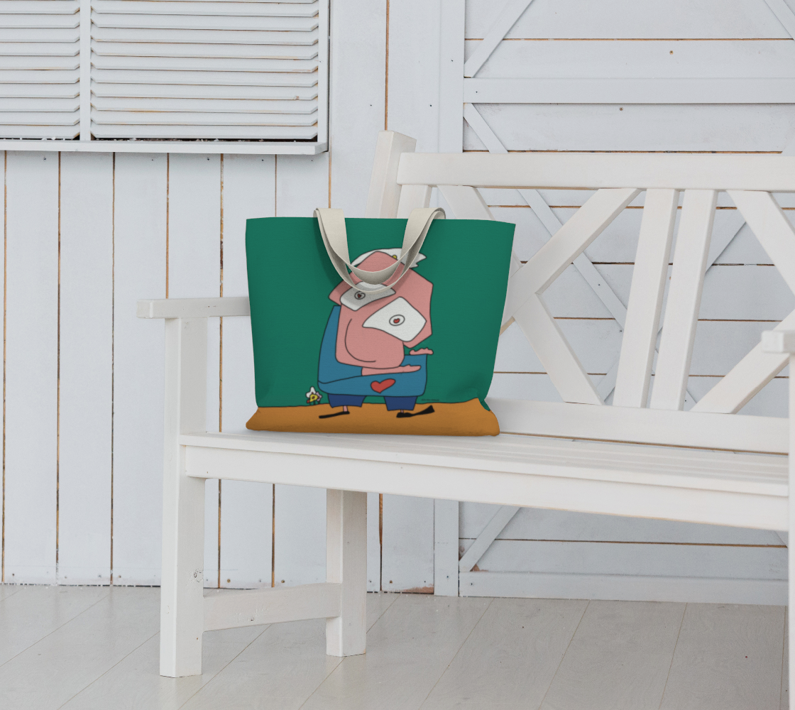 Sac large vert foncé dessin JPetMEL mr fleurs preview #6
