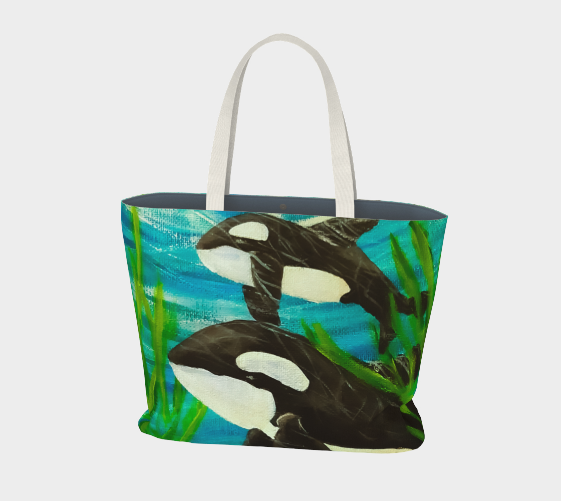 Orca Whales Large Tote Bag preview