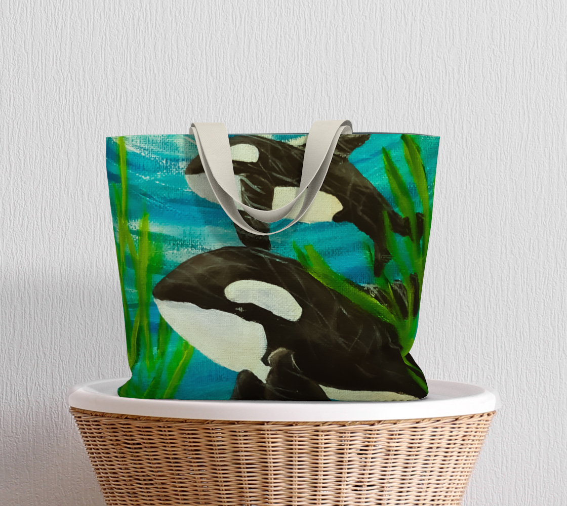 Orca Whales Large Tote Bag preview #5