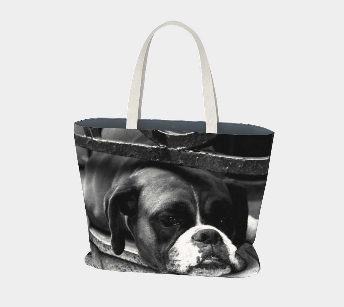 Boxer Dog On Windowsill Large Tote Bag preview