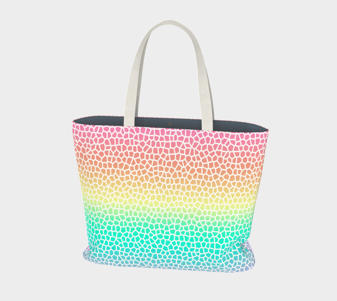 Pastel Rainbow Mosaic Large Tote Bag -PRIDE, LGBTQIA preview