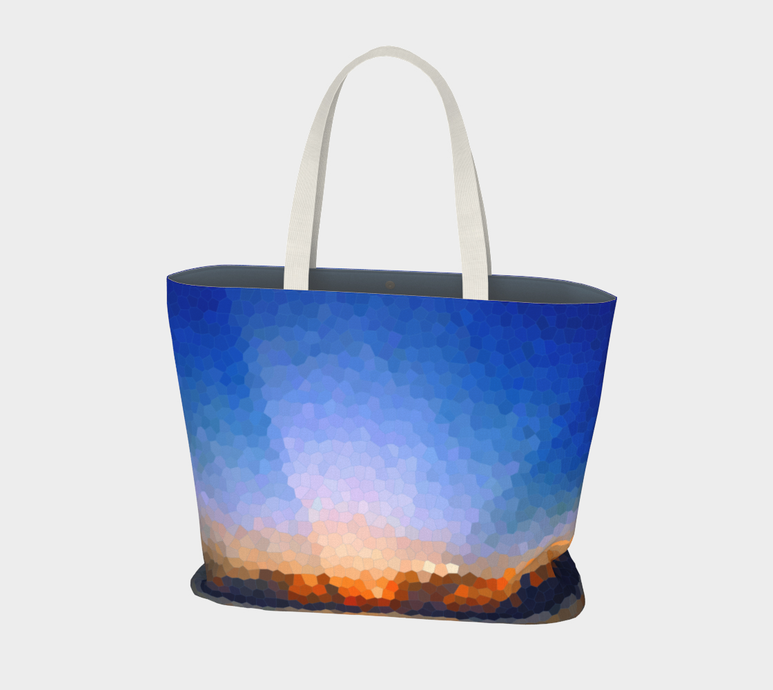 Crown Sunrise Stained Glass Large Tote Bag preview