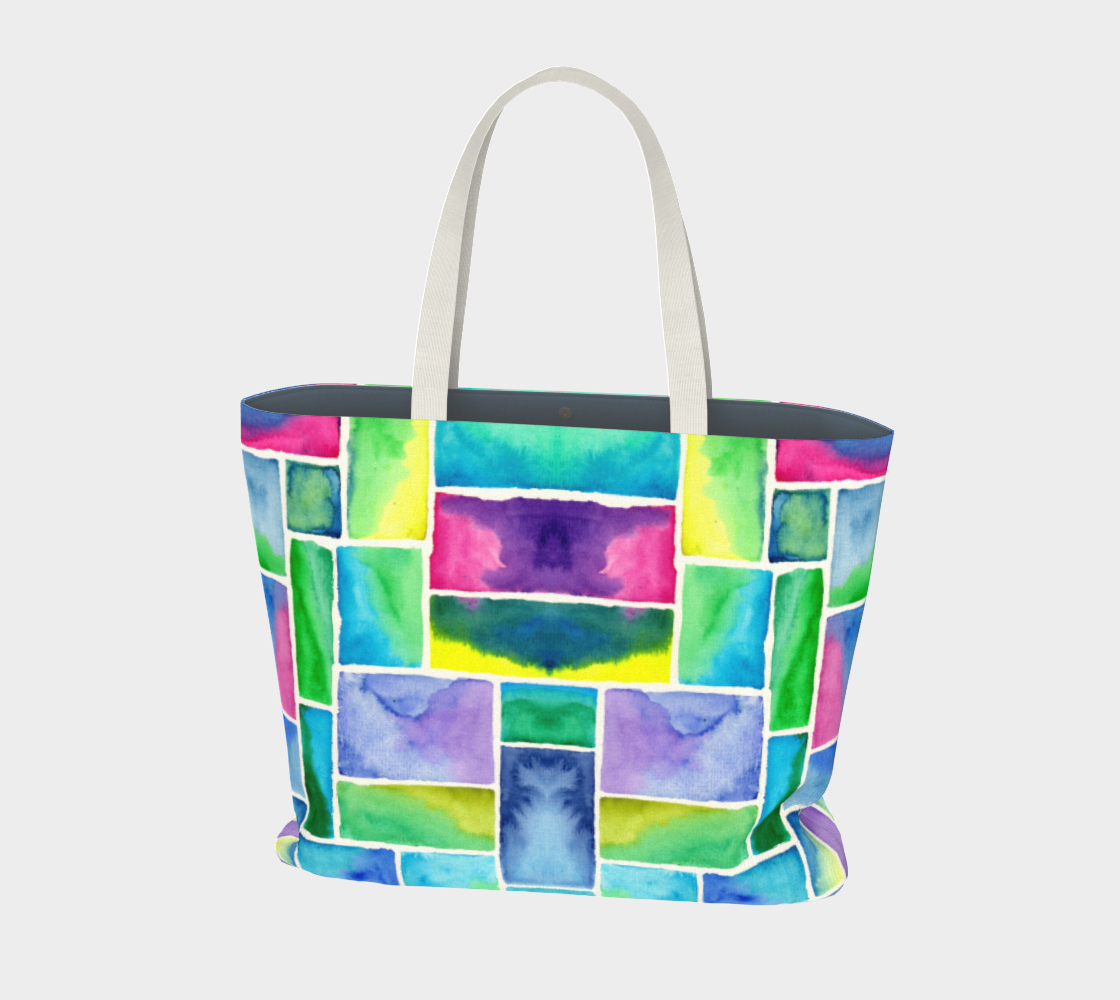 Aperçu de Colorful Squares Pattern Large Tote Bag