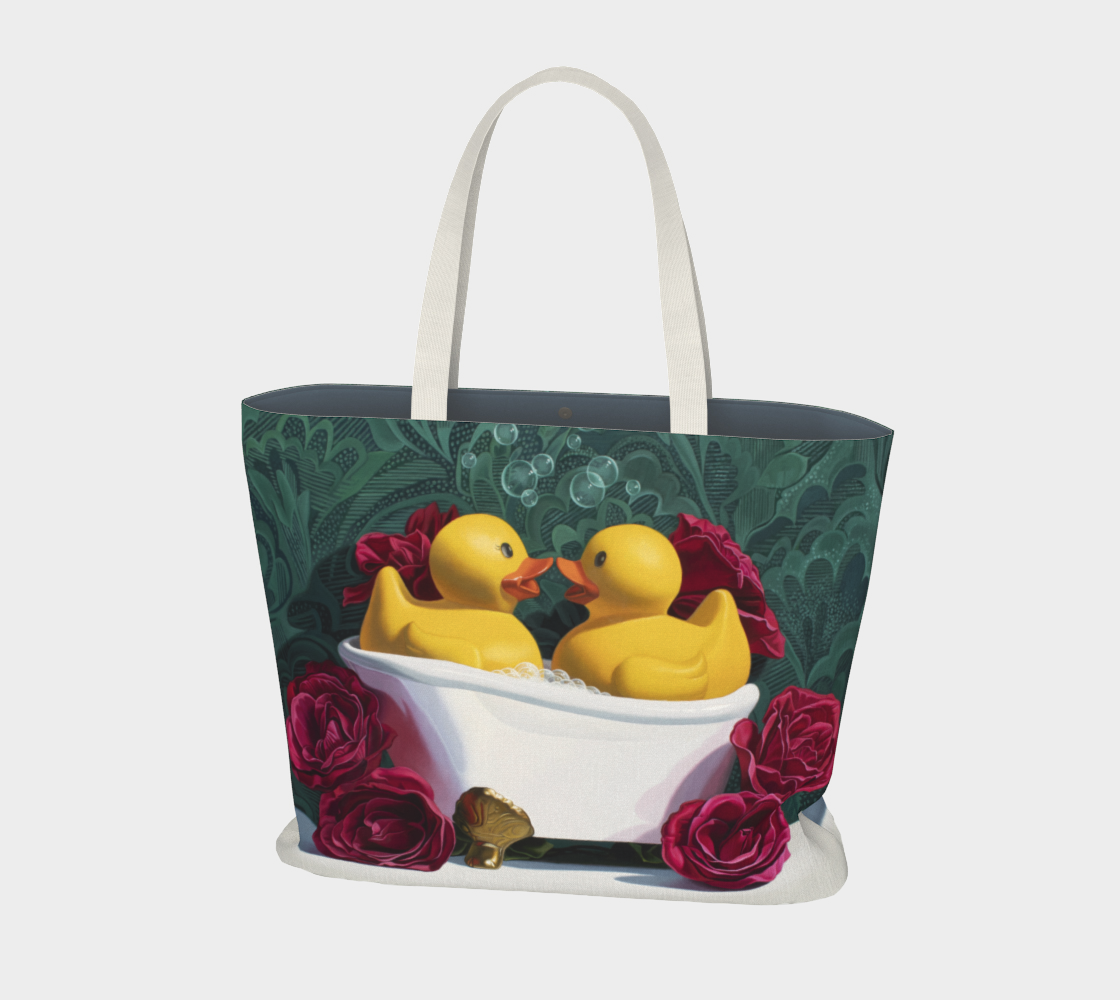 Love Birds (Green) Large Tote Bag preview