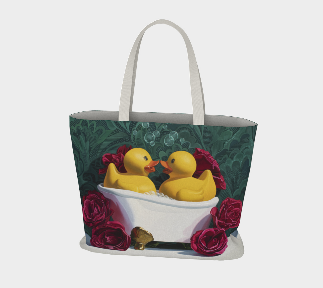 Love Birds (Green) Large Tote Bag preview #3