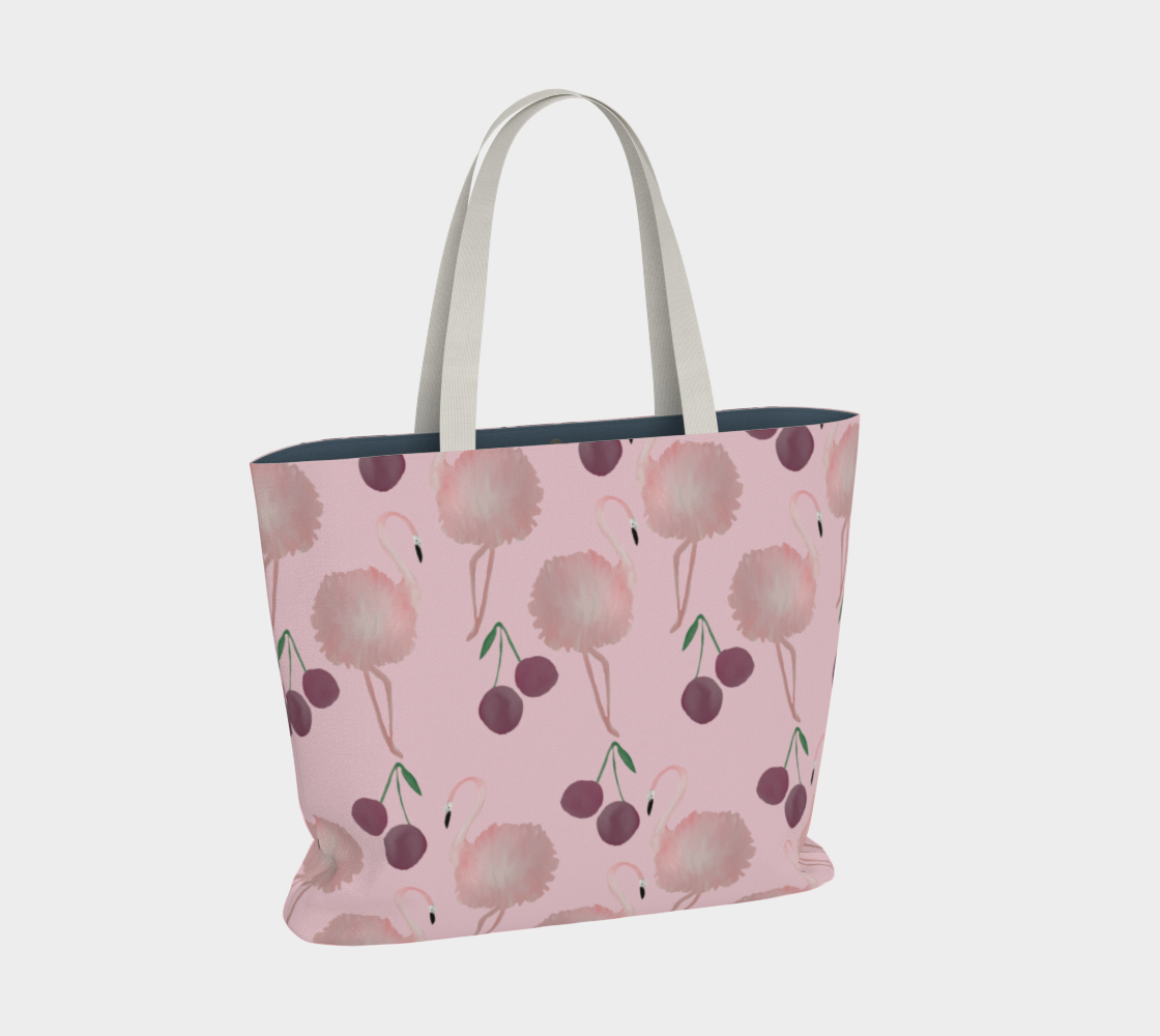 Summer Cherries Flamingo Watercolor Art preview #2