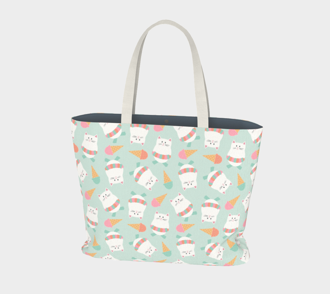 Summer cats and ice cream large tote preview