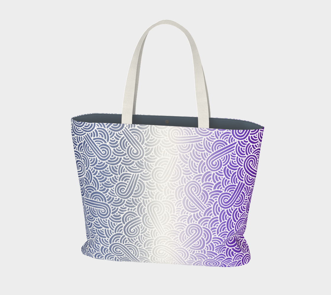 Ombré butch lesbian colours and white swirls doodles Large Tote Bag preview