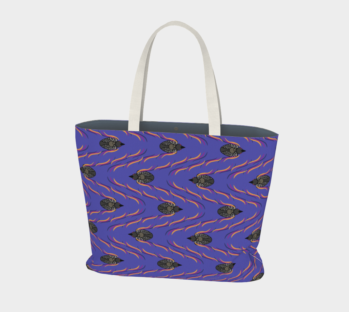 Loon Flowers and Sunset Waves Lg Tote Bag preview