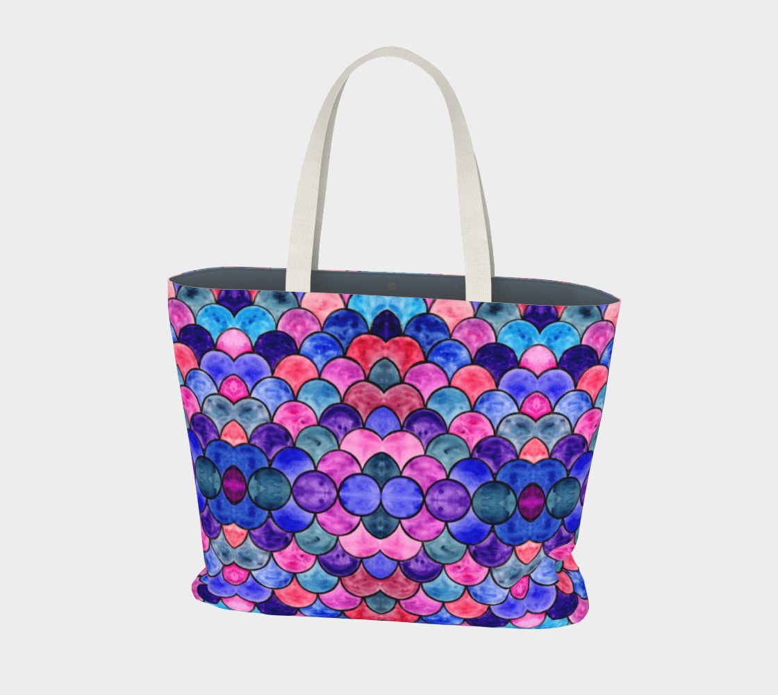 Blue and Purple Scales Pattern Large Tote Bag preview