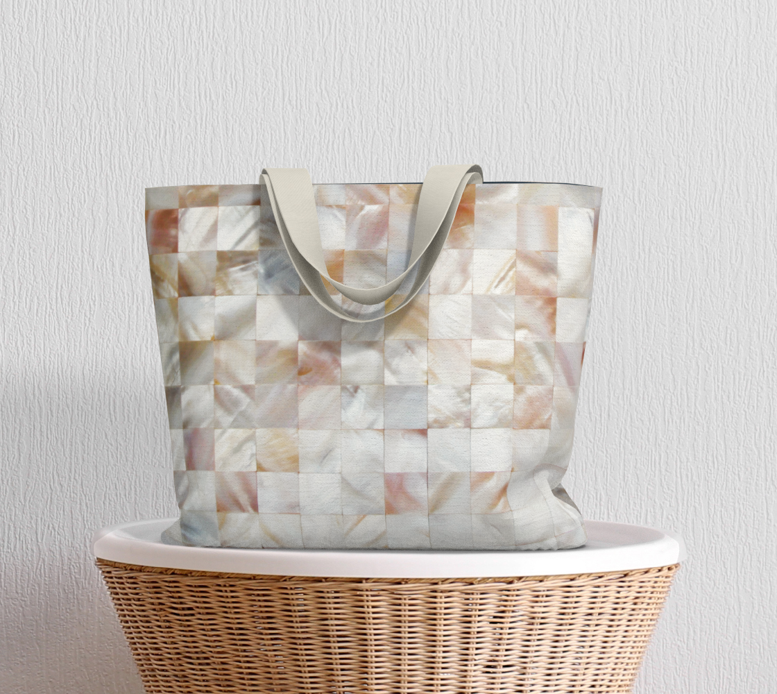 Aperçu de Mother of Pearl, Exotic Tiles Photography, Neutral Minimal Geometrical Graphic Design Large Tote Bag #5