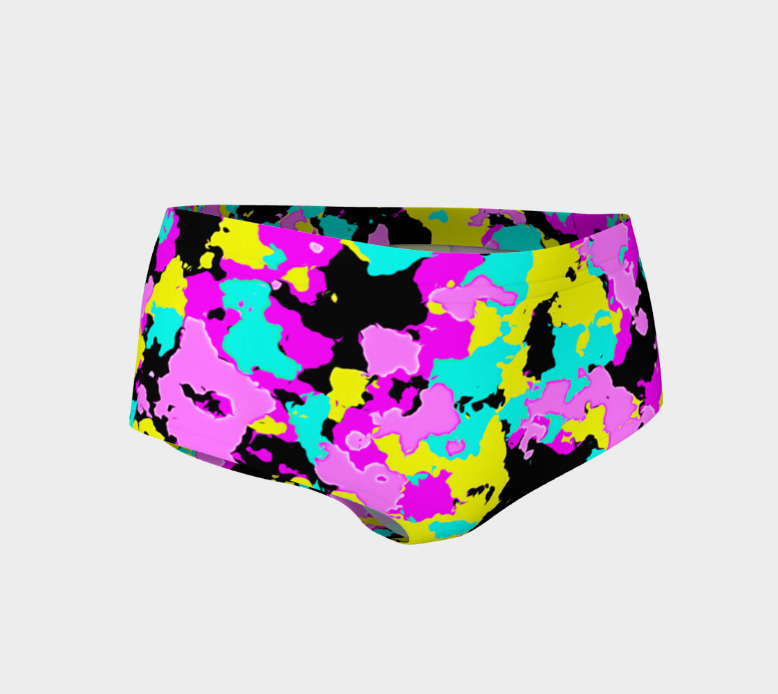 Pink yellow blue camo mini shorts. preview