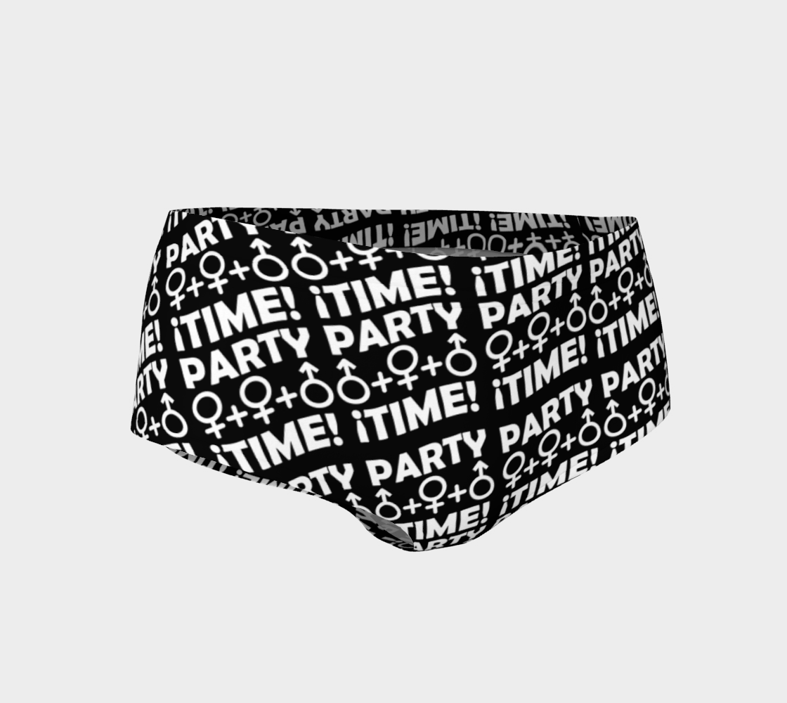 Aperçu de Party Time Concept Typographic Pattern Mini Shorts