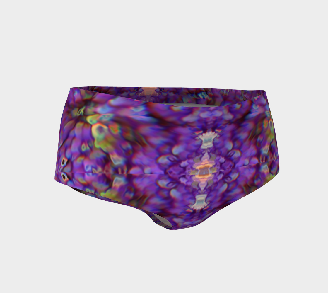 Aperçu de Mini Shorts- Purple flower reflections smeared 