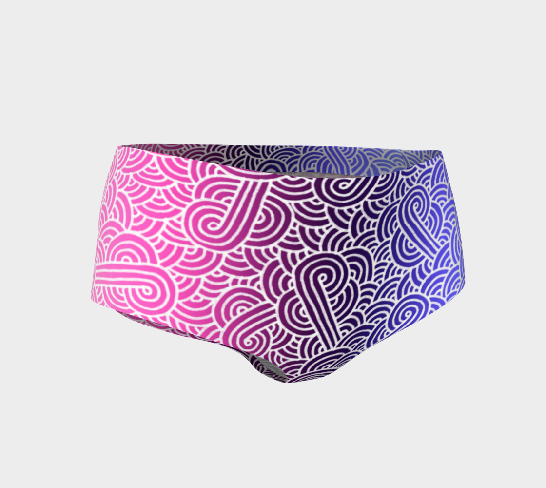 Aperçu de Ombré omnisexual flag and white swirls doodles Mini Shorts