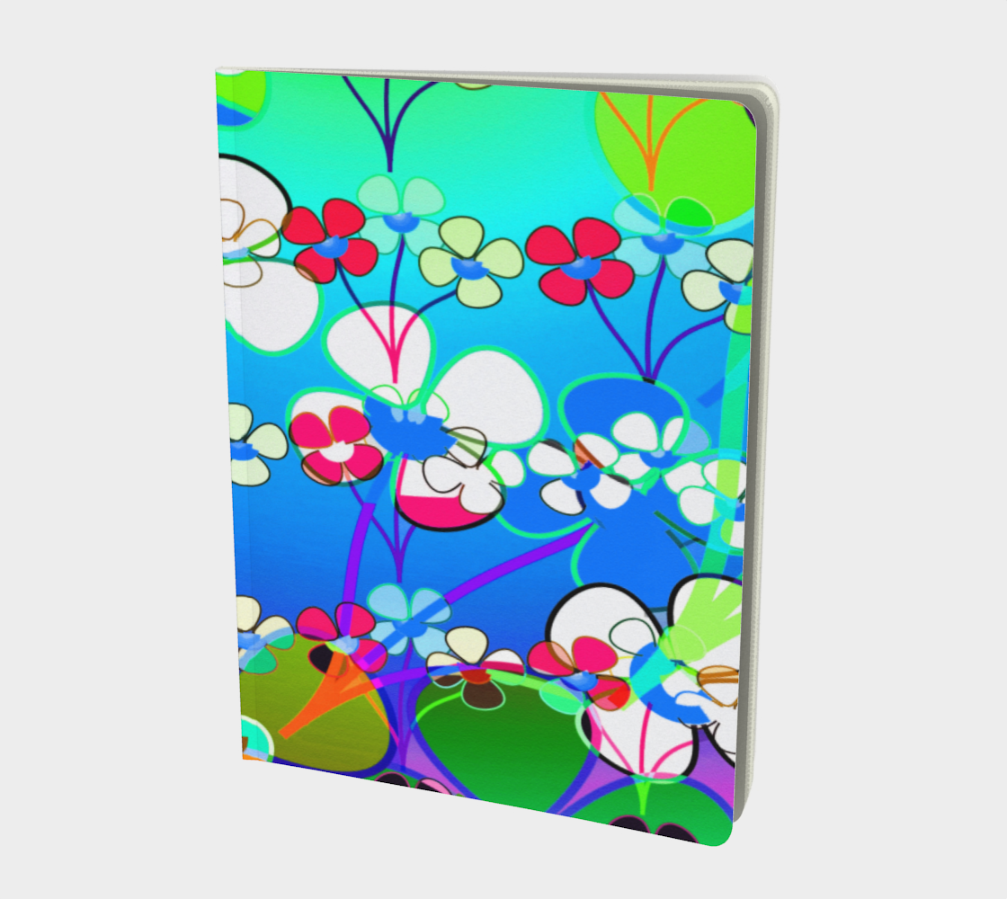 Aperçu de Abstract Colorful Flower Blue Background Art Large Notebook, AWSD 