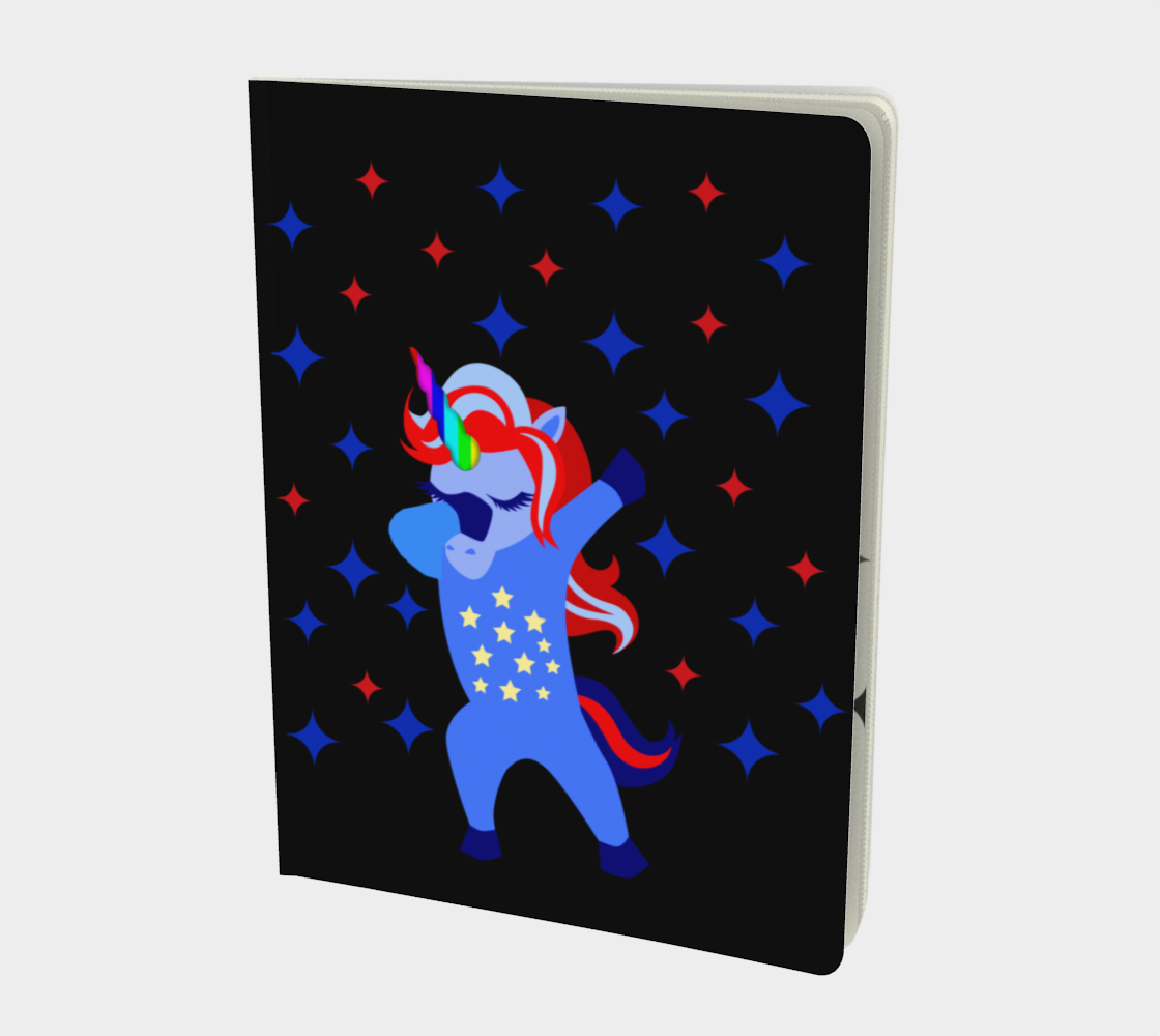 Aperçu de Dabbing American Unicorn Stars Notebook Large, AWSD