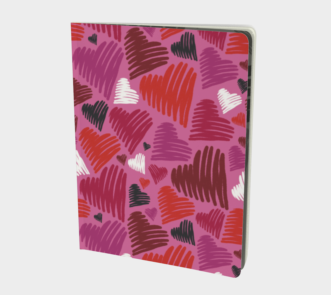 Scribble Hearts Large Notebook - Pink preview