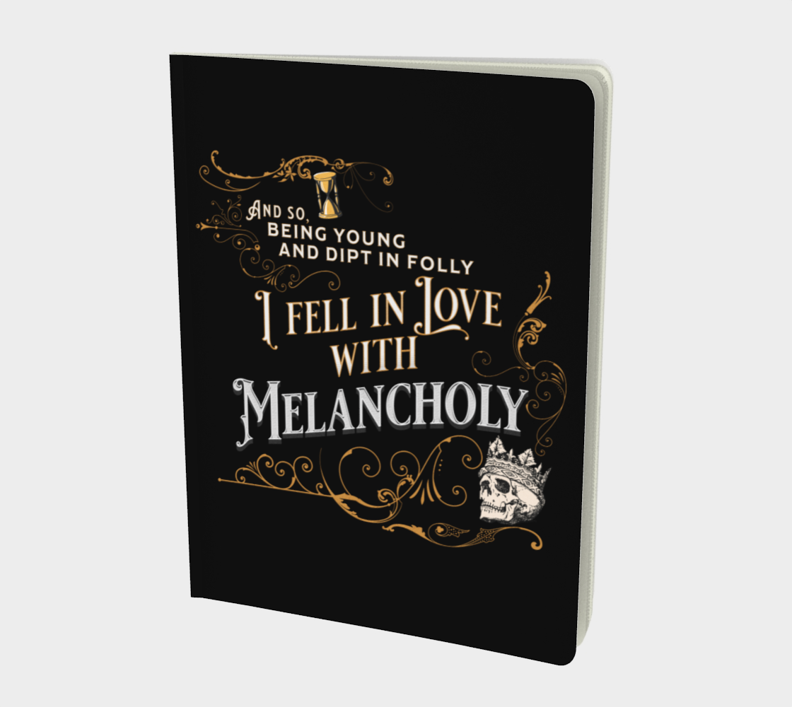 I Fell in Love with Melancholy - Gold Ver | Large Goth Notebook - Matte Velvety Cover preview