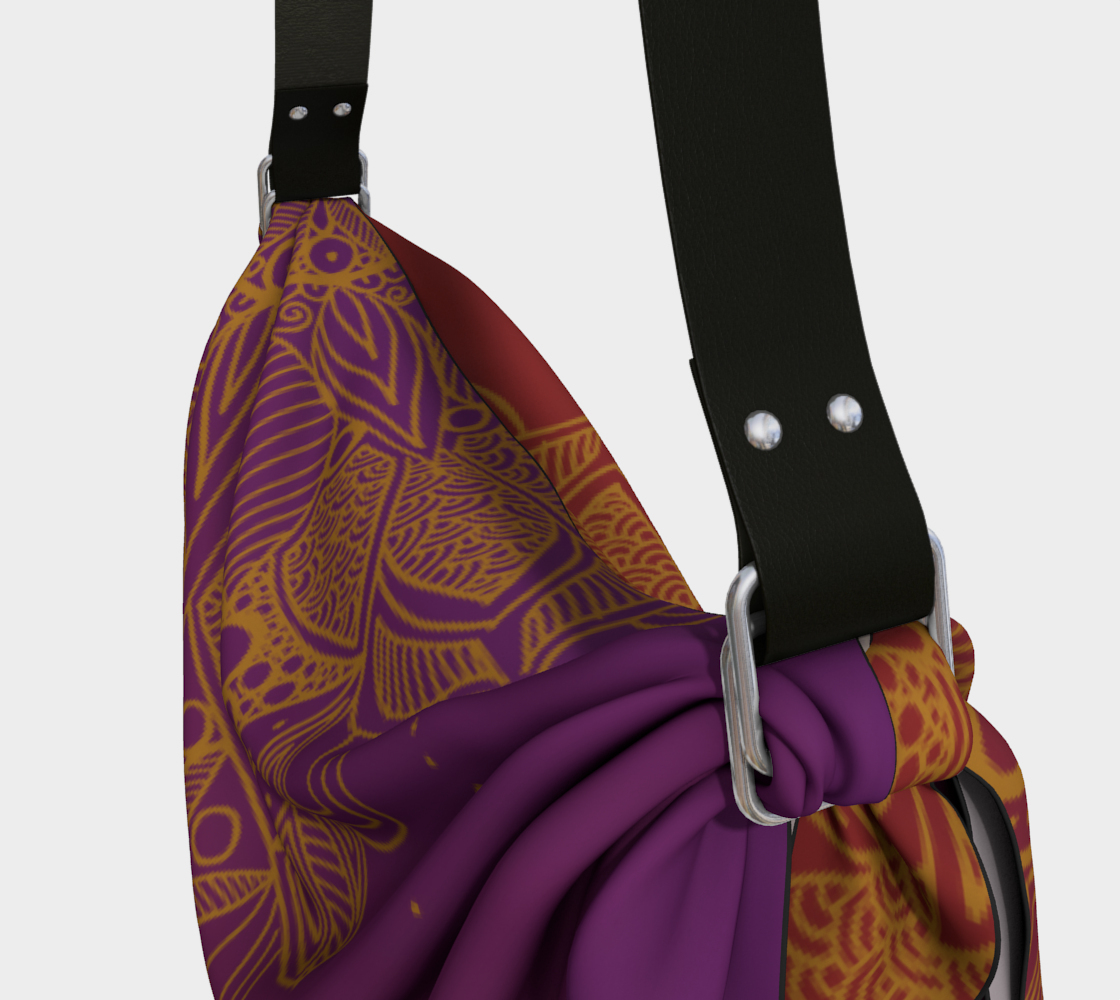 Red and Purple Mandala Pattern Origami Tote preview #3
