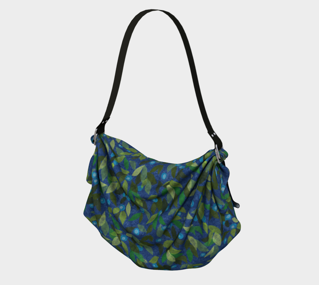 Blue Berries Green Leaves Papercut Pattern Origami Tote preview