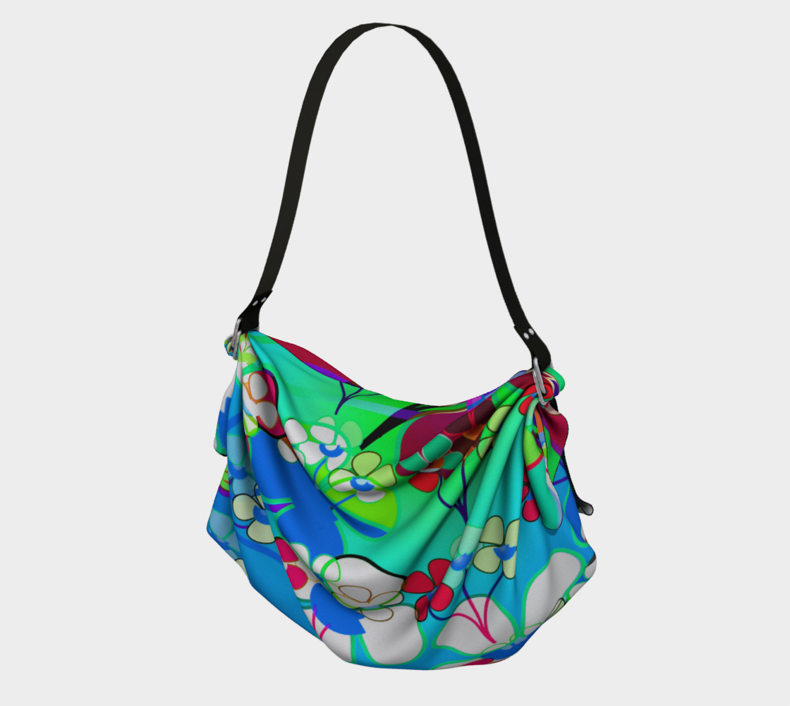 Aperçu de Abstract Colorful Flower Blue Background Art Origami Bag, AWSD 