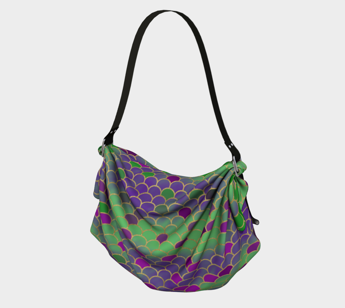 Green and Purple Mermaid Scales Origami Tote preview