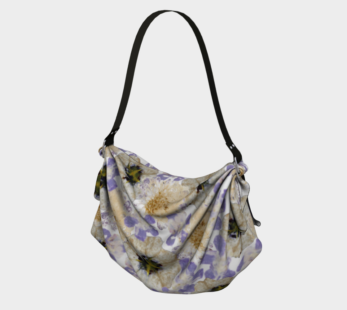 Aperçu de Origami Tote * Abstract Floral Shoulder Bag * Purple White Petunia Watercolor Impressions
