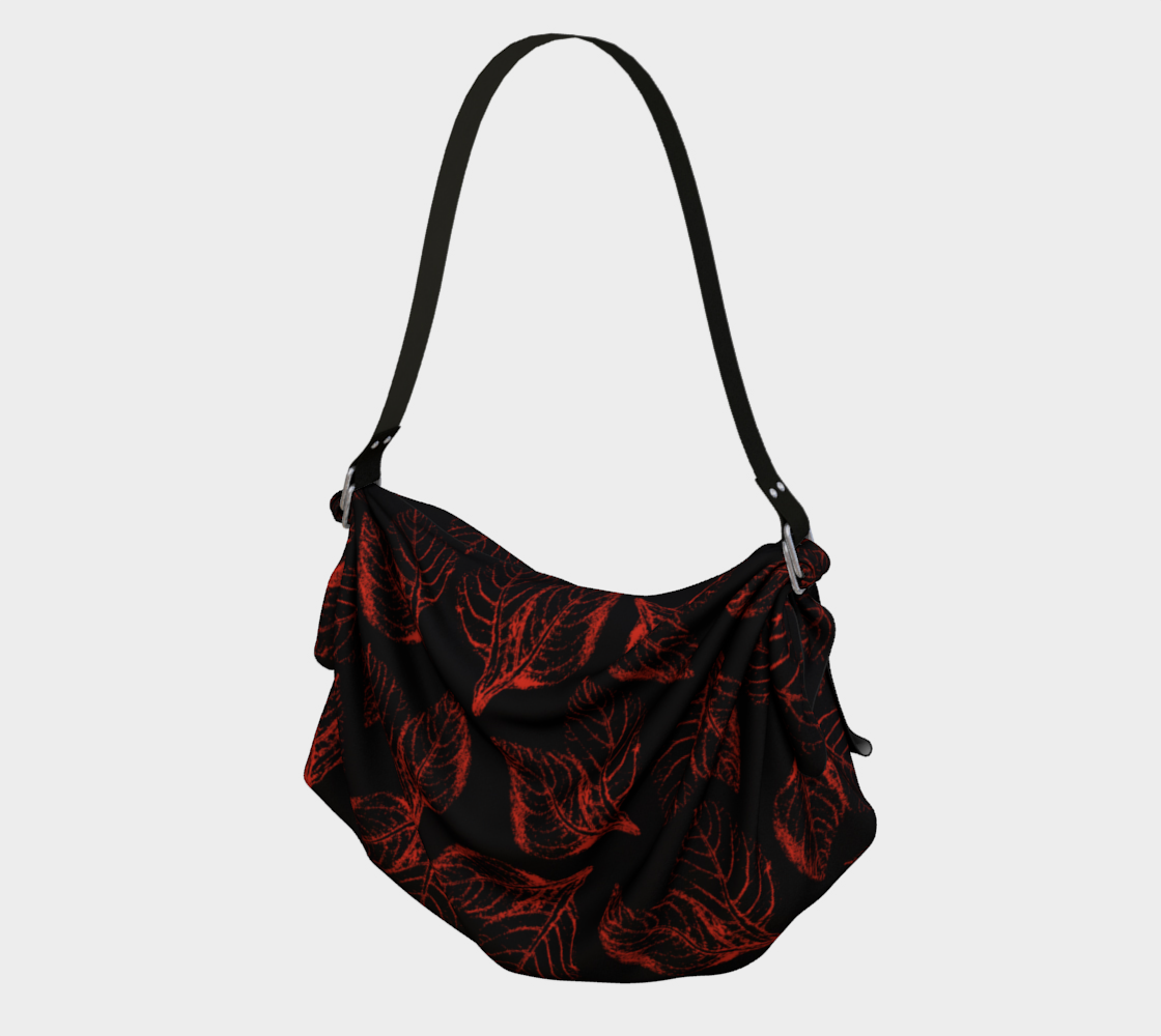Aperçu de Origami Tote * Abstract Red Black Floral Shoulder Bag * Red Amaranth Leaves