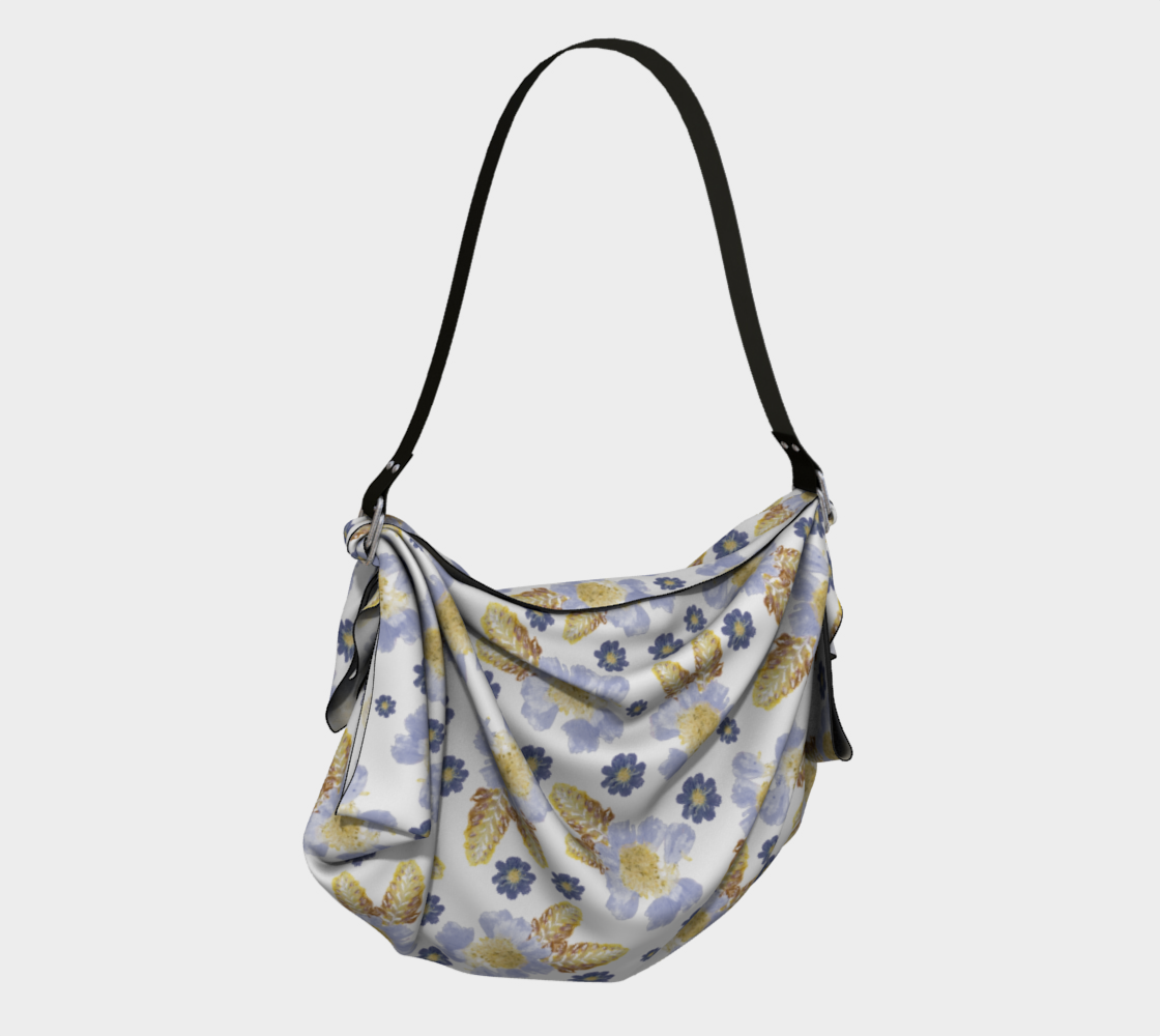 Origami Tote * Abstract Floral Shoulder Bag * Blue Cosmos Crocosmia Watercolor Impressions Miniature #3
