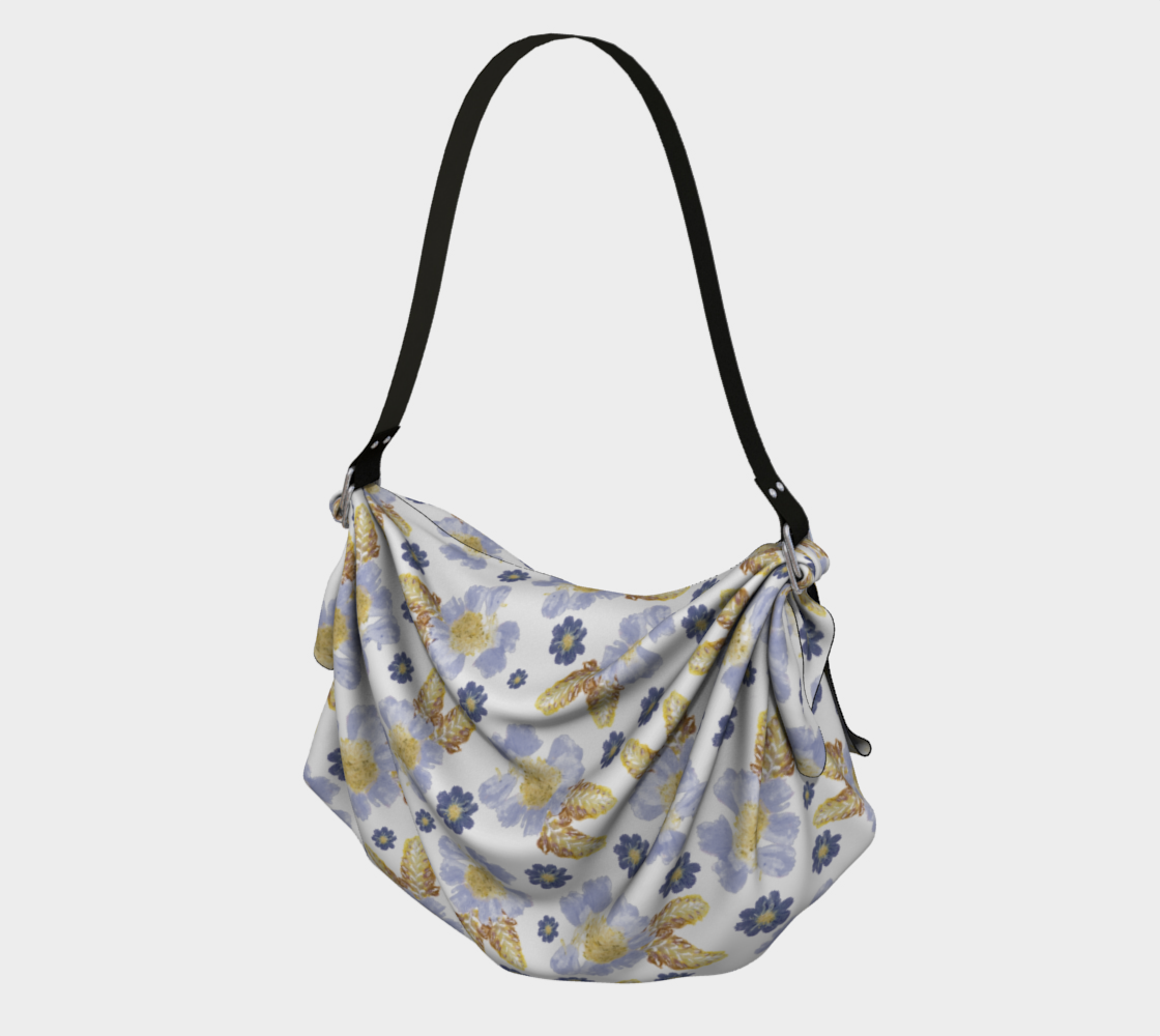 Aperçu de Origami Tote * Abstract Floral Shoulder Bag * Blue Cosmos Crocosmia Watercolor Impressions