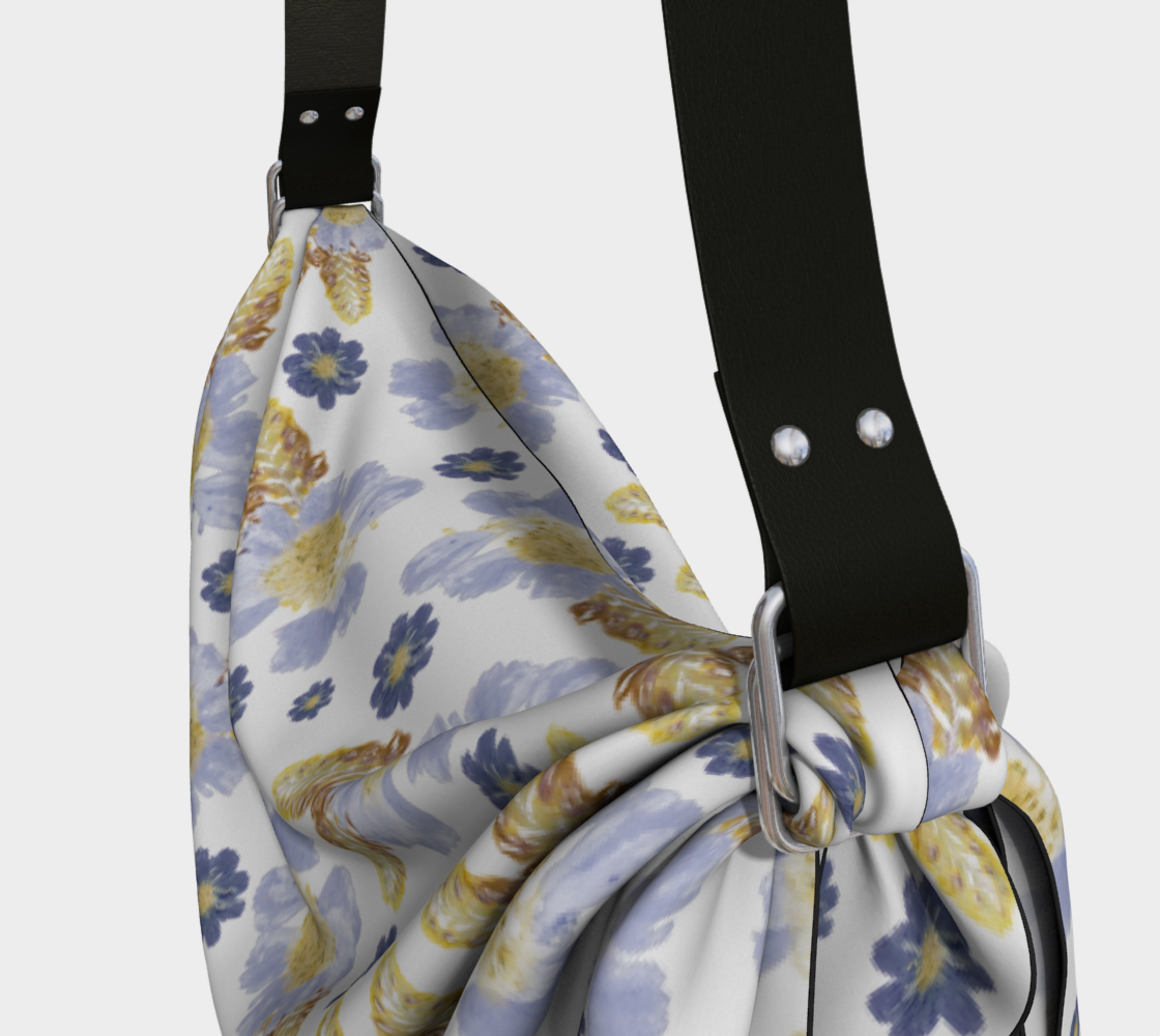 Aperçu de Origami Tote * Abstract Floral Shoulder Bag * Blue Cosmos Crocosmia Watercolor Impressions #3