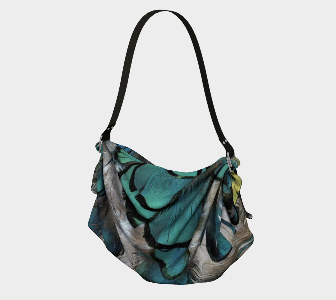 Aperçu de Origami Tote * Blue Grey Yellow Black Pheasant Feathers Multipurpose Tote Bag