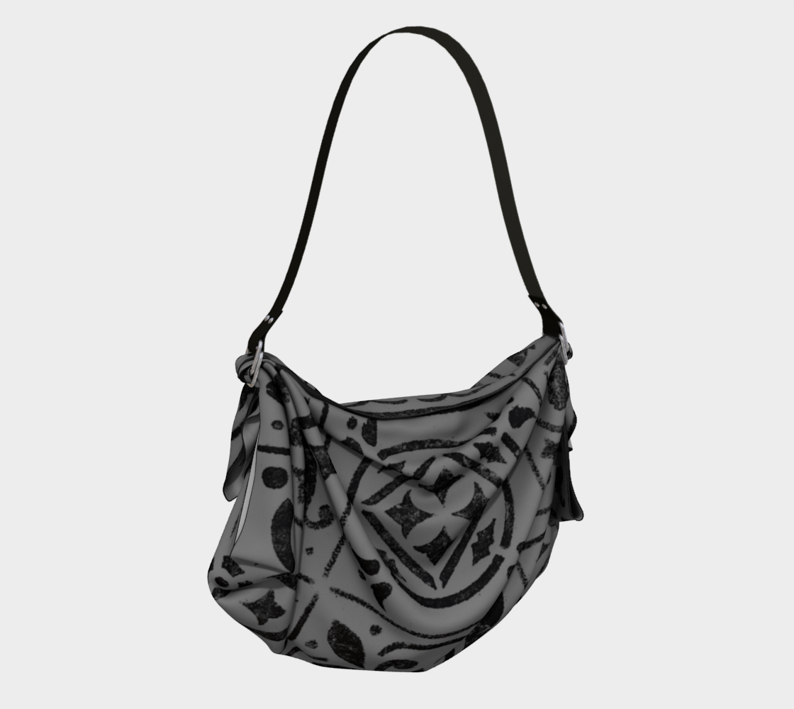 Aperçu de Origami Tote * Abstract Gray Black Geometric Moroccan Tile Print Handbag * Travel Tote Bag #2