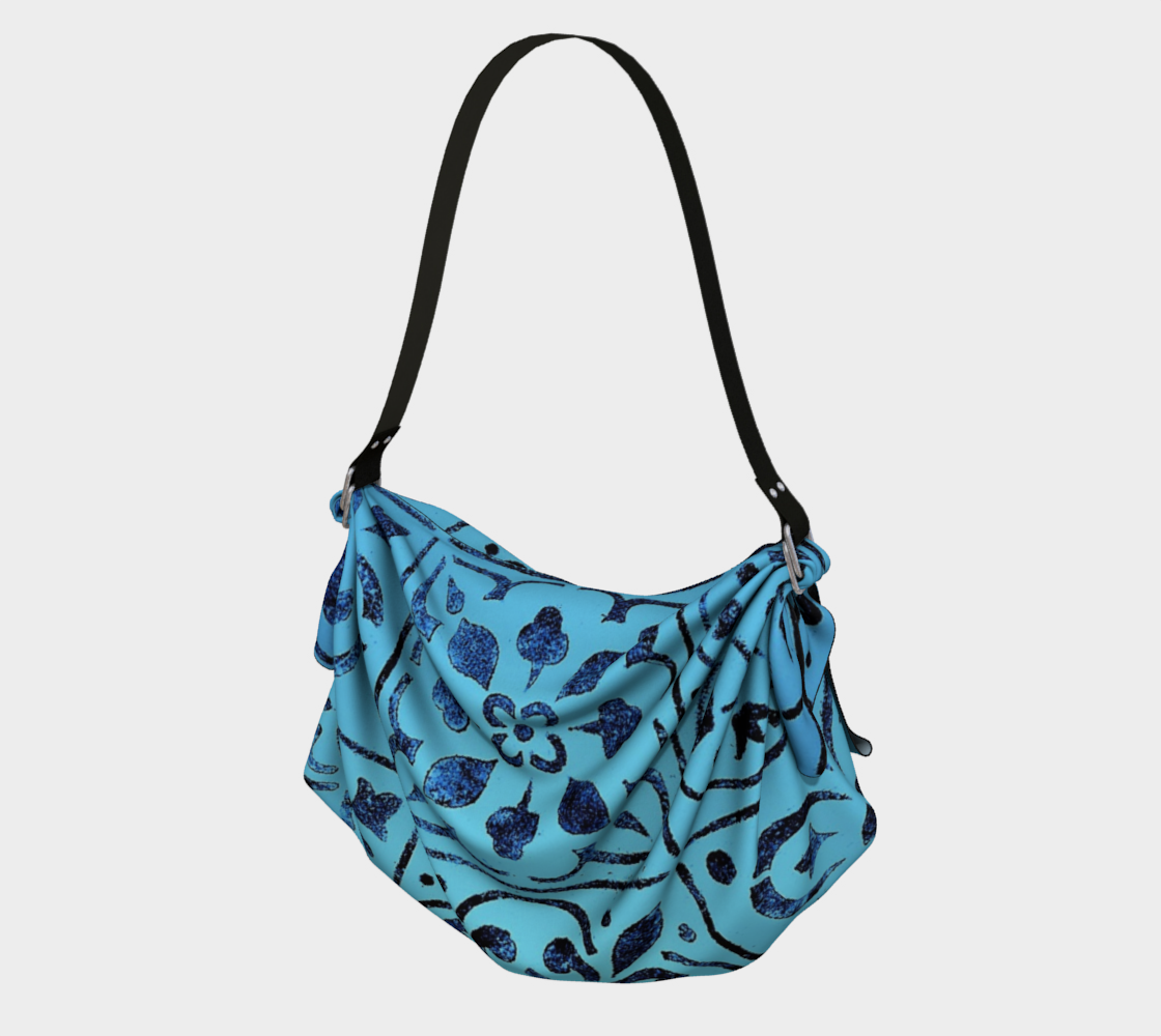 Origami Tote * Blue Moroccan Tile Print Shoulder Bag * Abstract Geometric Design preview