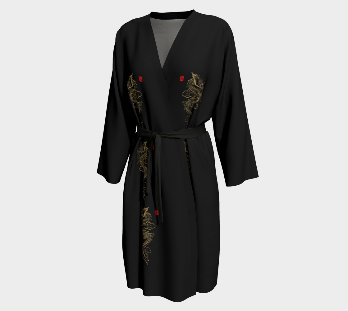 Dragons On Black Kimono Peignoir preview