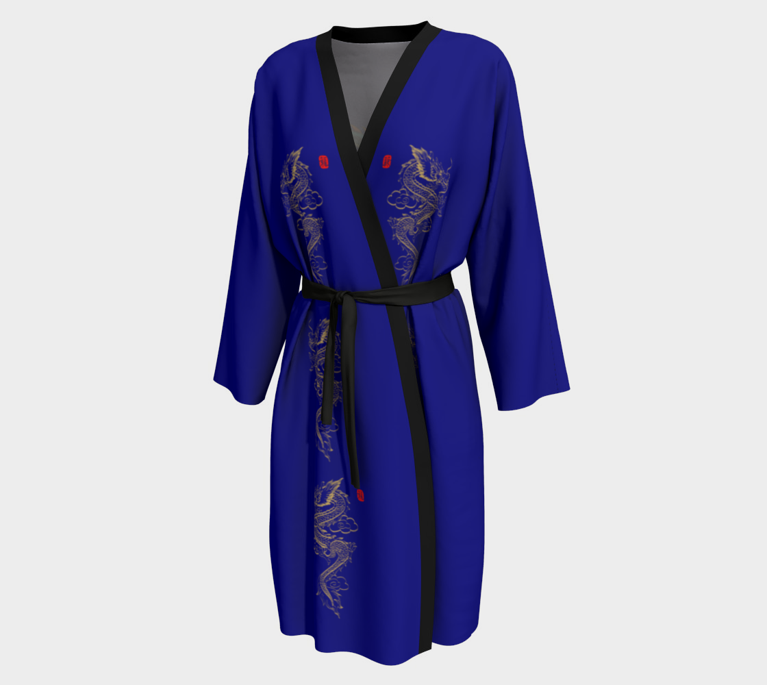 Dragons On Blue Kimono Peignoir preview