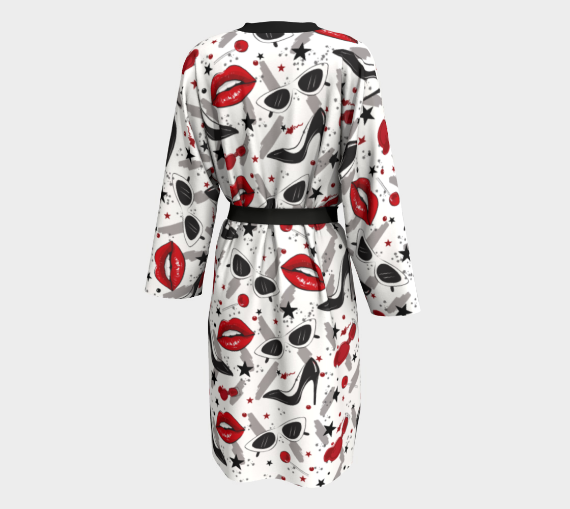 Red Lips N Stilettos Kimono Peignoir thumbnail #3