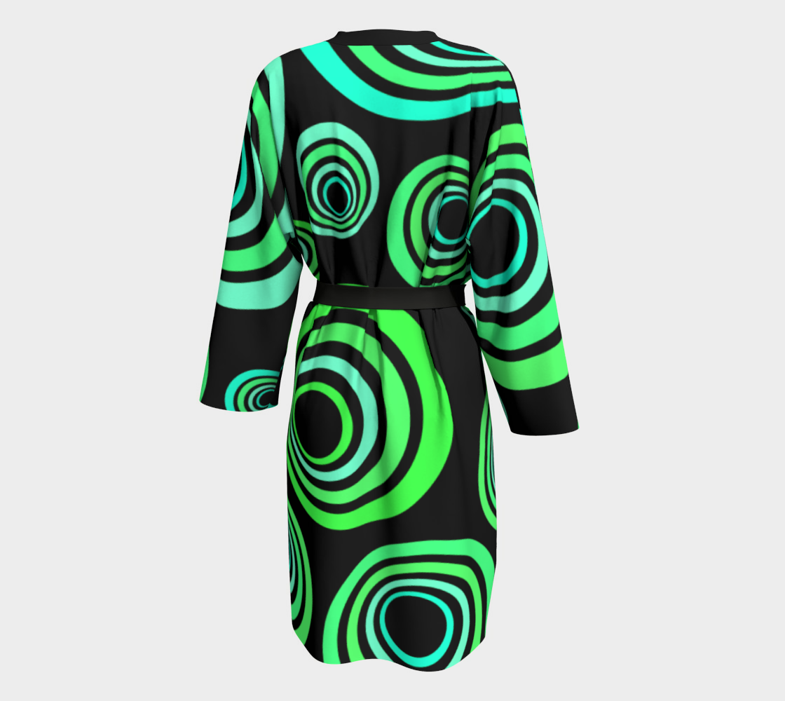 Aperçu de Groovy 60's Neon Green and Blue on Black Zoom #2