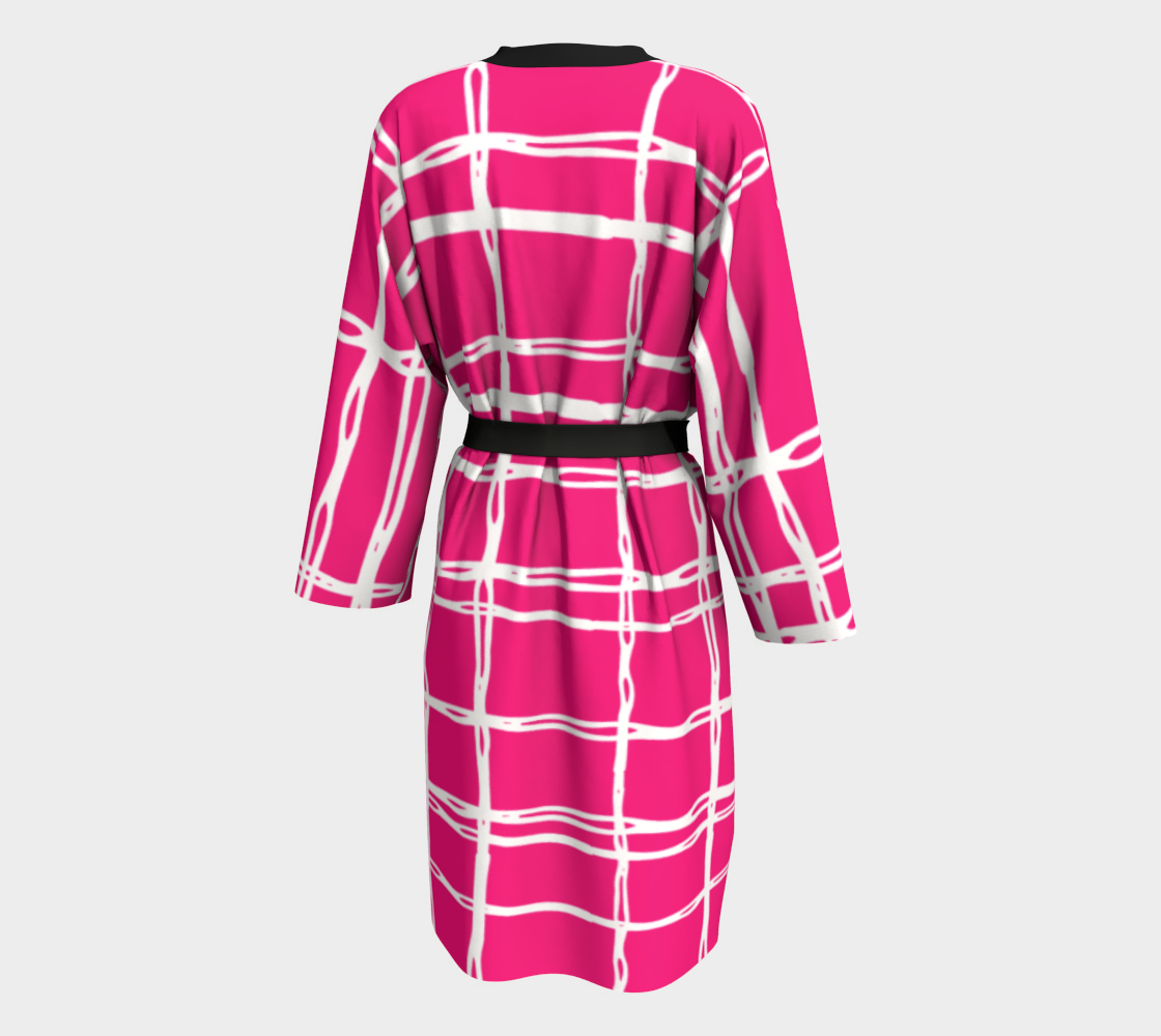 Pink and White Geometric Line Pattern Peignoir preview #2