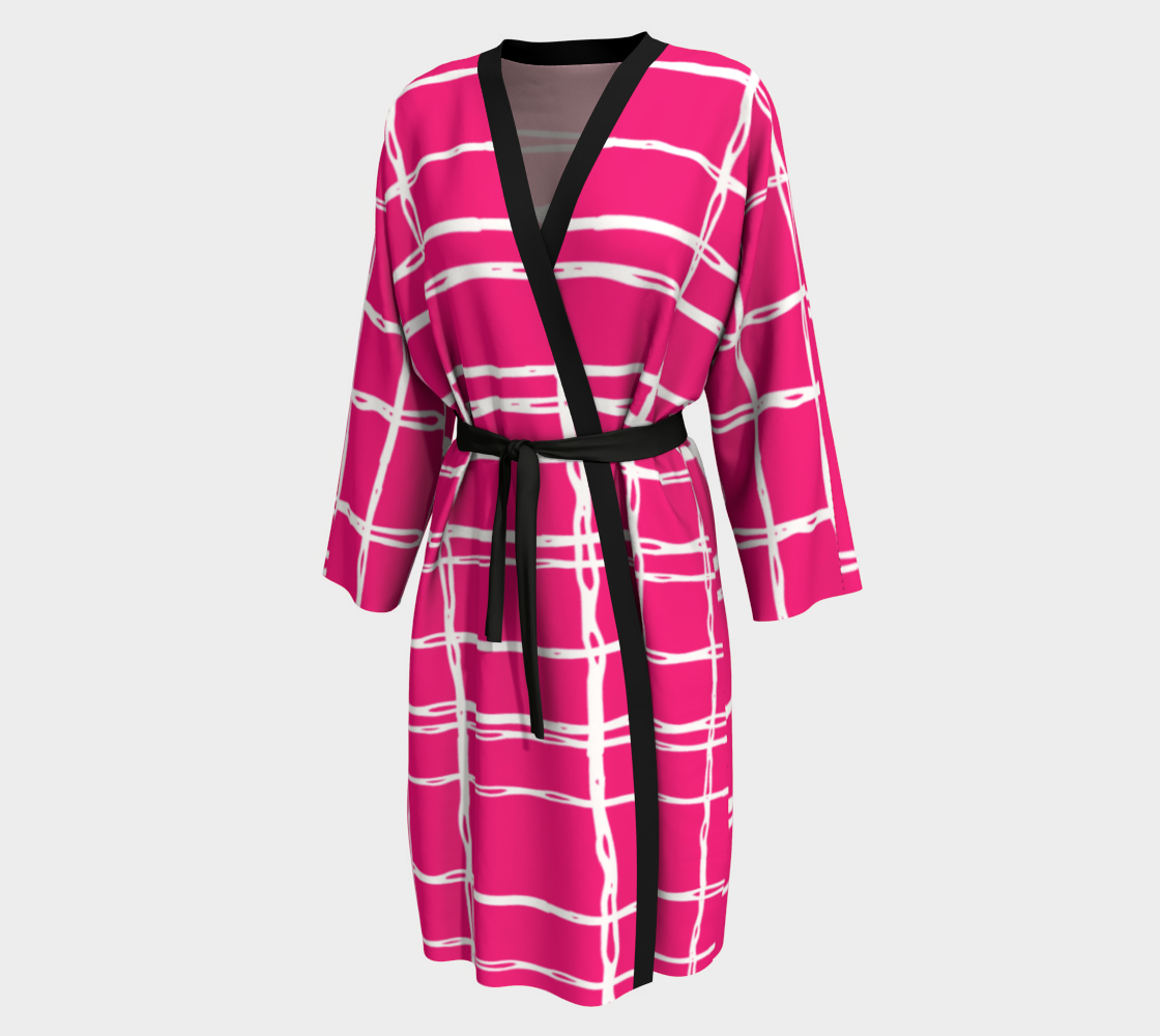 Pink and White Geometric Line Pattern Peignoir preview #1