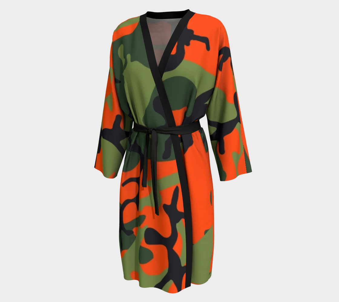 Peignoir Kimono Orange Camo  Army Print bathrobe & brides maid preview