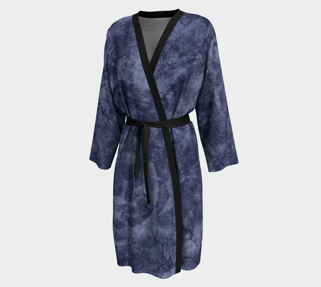 Faded Denim Blue Batik Style Peignoir Robe preview